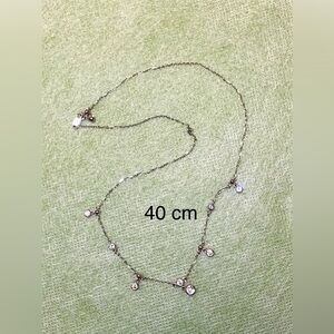 Delicate Crystals Choker Necklace - 925 Silver. 16 inches